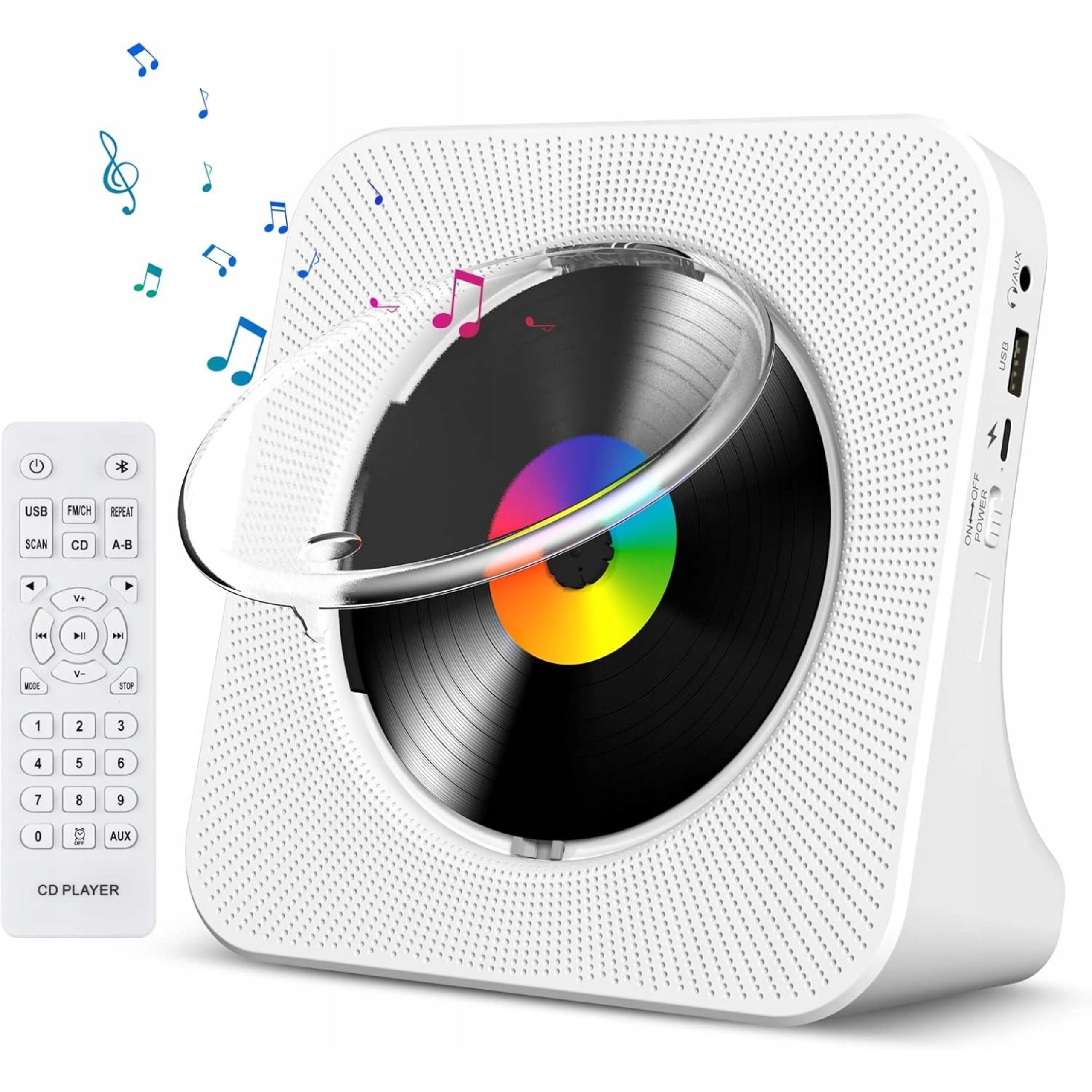 Bluetooth CD přehrávač Fm MP3 Nástěnný Přenosný RadioFM Usb Reproduktor Dálkové ovládání