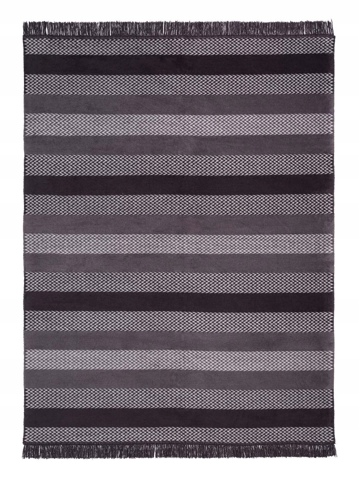 Deka bavlněno-akrylová 150x200 šedá grafitová s cikcakovými pruhy