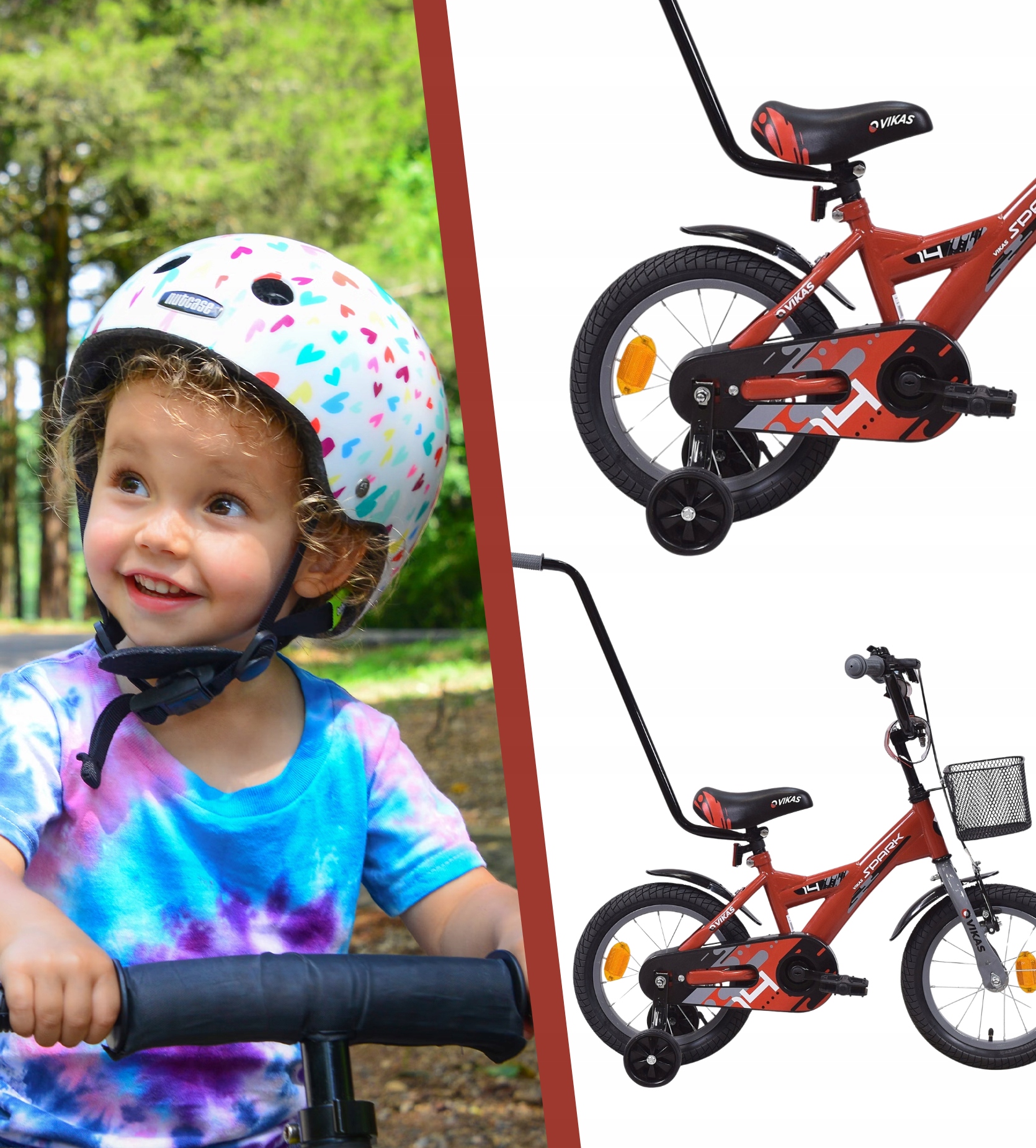 ROWER DZIECIĘCY ROWEREK 14 cali KOSZYK + PROWADNIK GRATIS Model Spark 14'