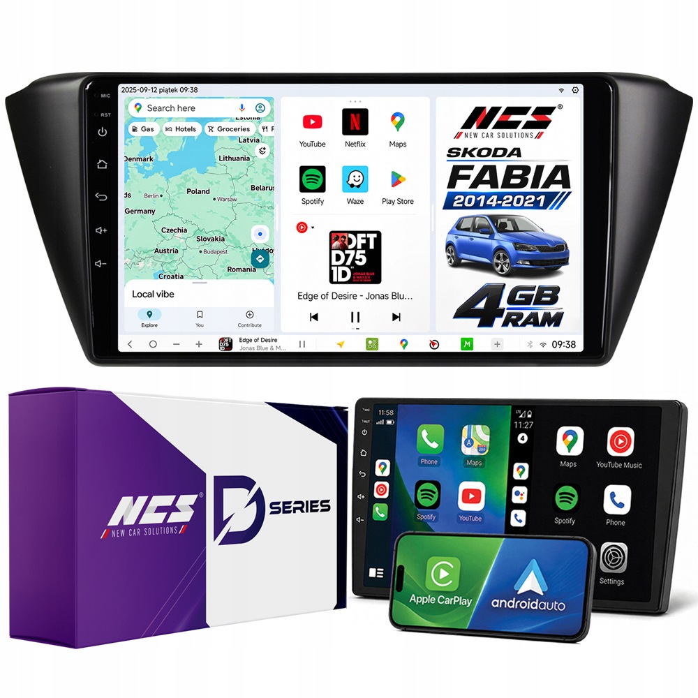 Autorádio Ncs D9 Škoda Fabia 3 III 2014-2021 Android 4GB Lte