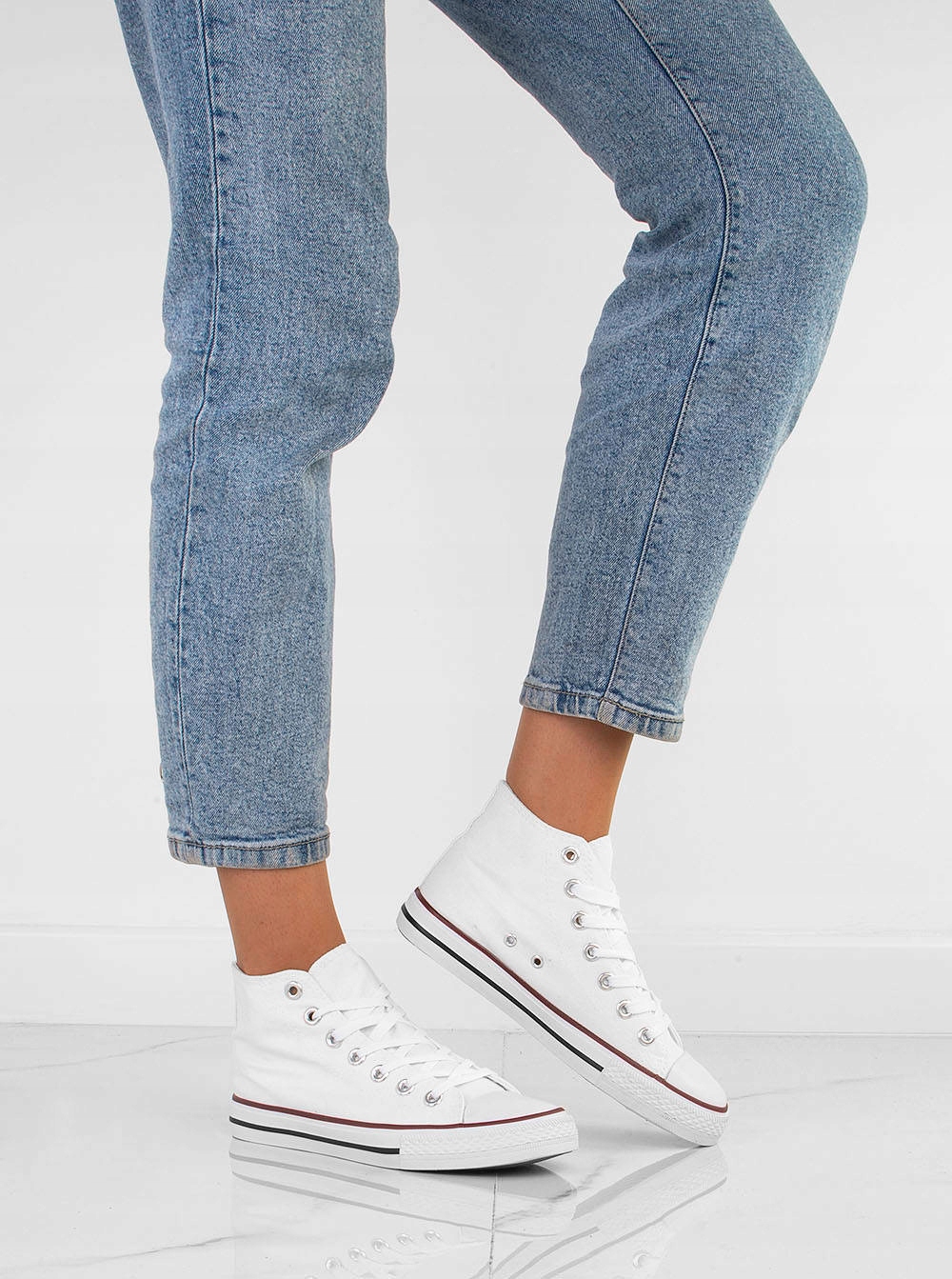 BIAŁE WYSOKIE TRAMPKI TENISÓWKI DAMSKIE 41 Rozmiar UK 7