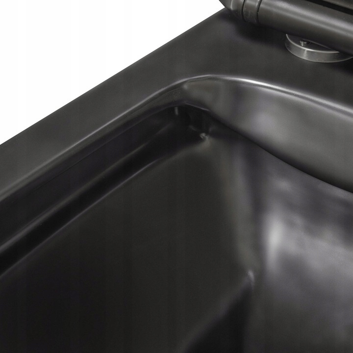 MUSZLA MISKA MISA WC CZARNY MAT RIMLESS DESKA SLIM Linia Miska wc prostokątna czarny black mat