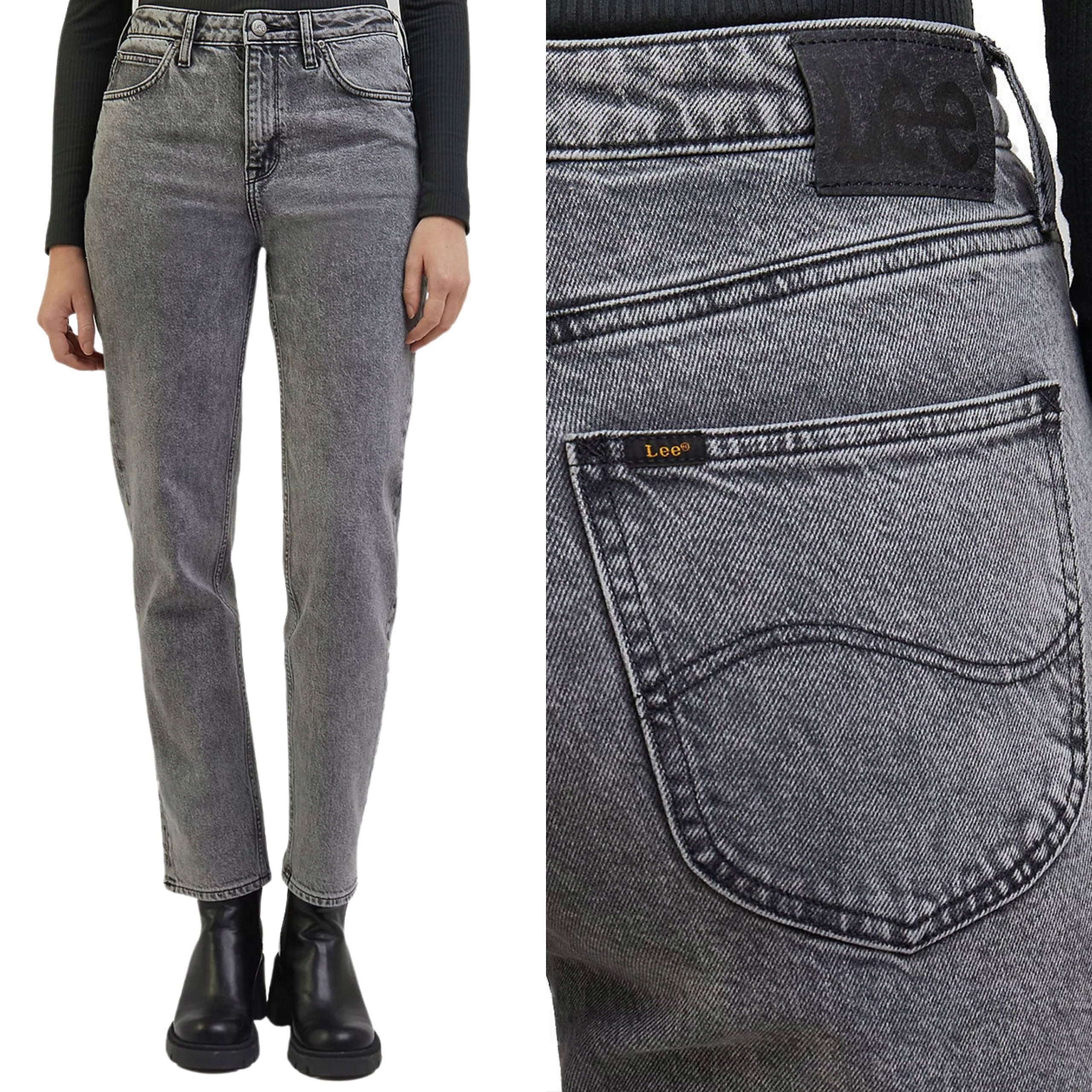 Lee kalhoty Tapered grey jeans High Waist Carol_ W25 L33