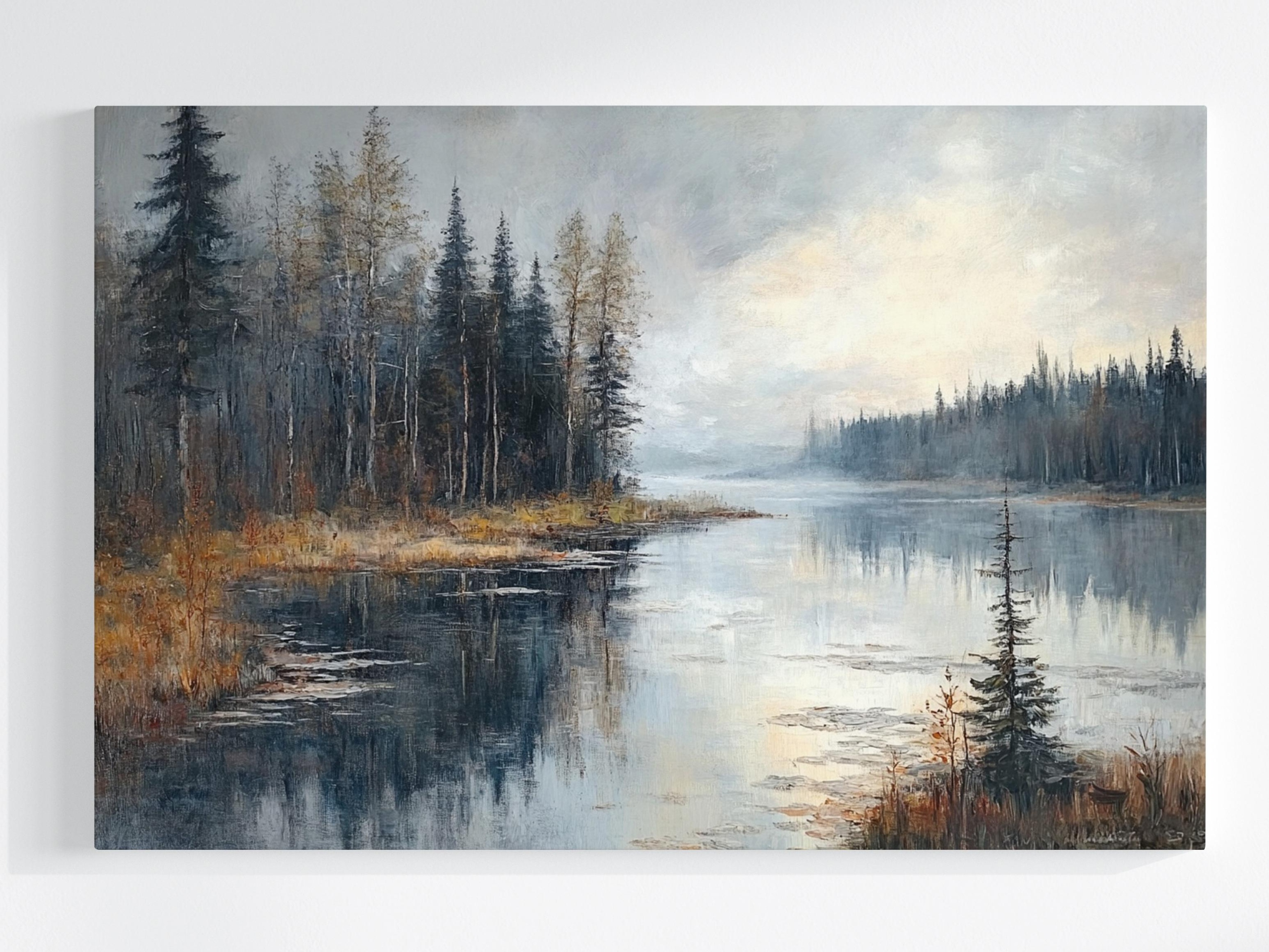 Obraz Na Plátně Canvas Krajina Les Stromy Jezero Odraz 120x80