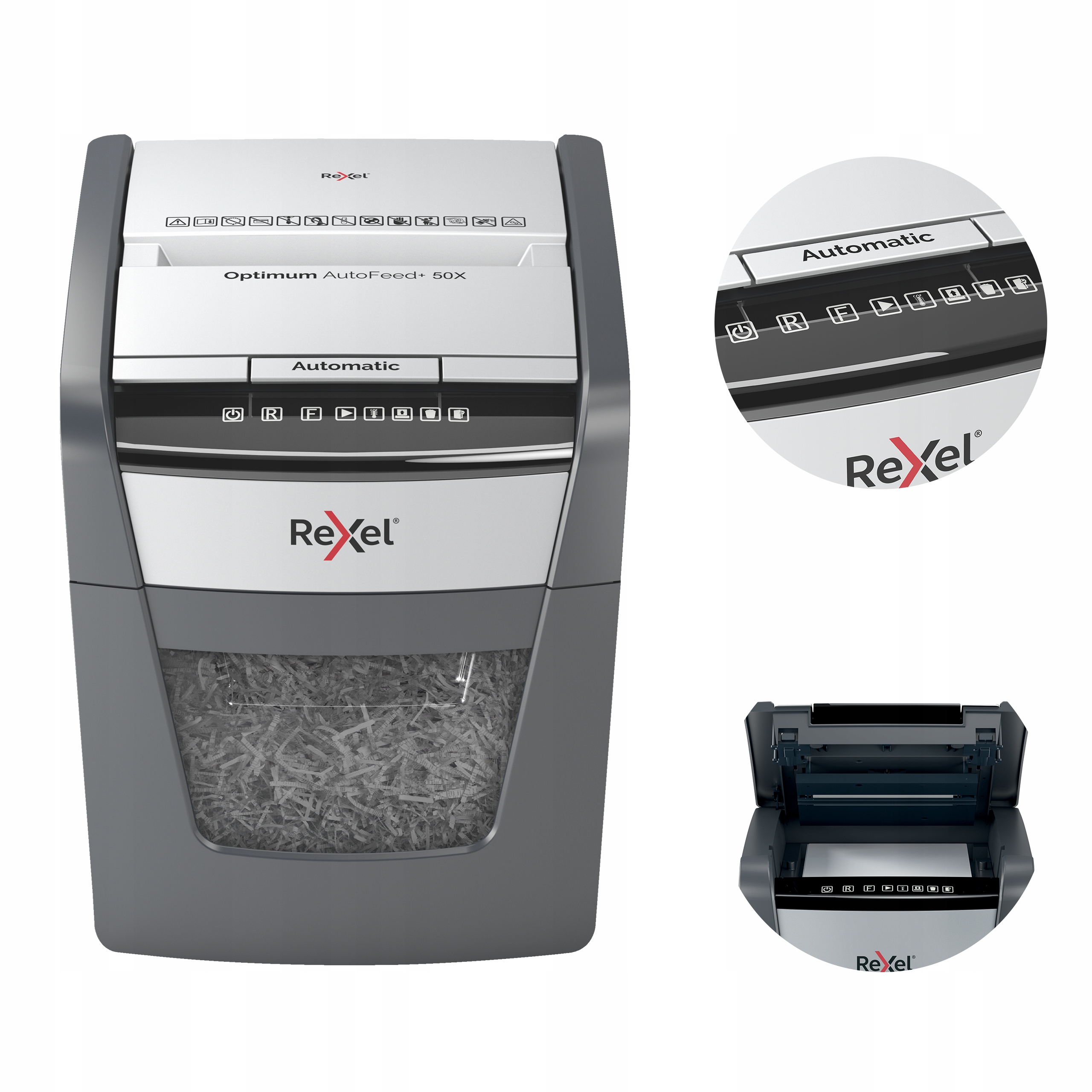 Niszczarka Rexel Optimum AutoFeed+ 50X P-4 kosz 20 l