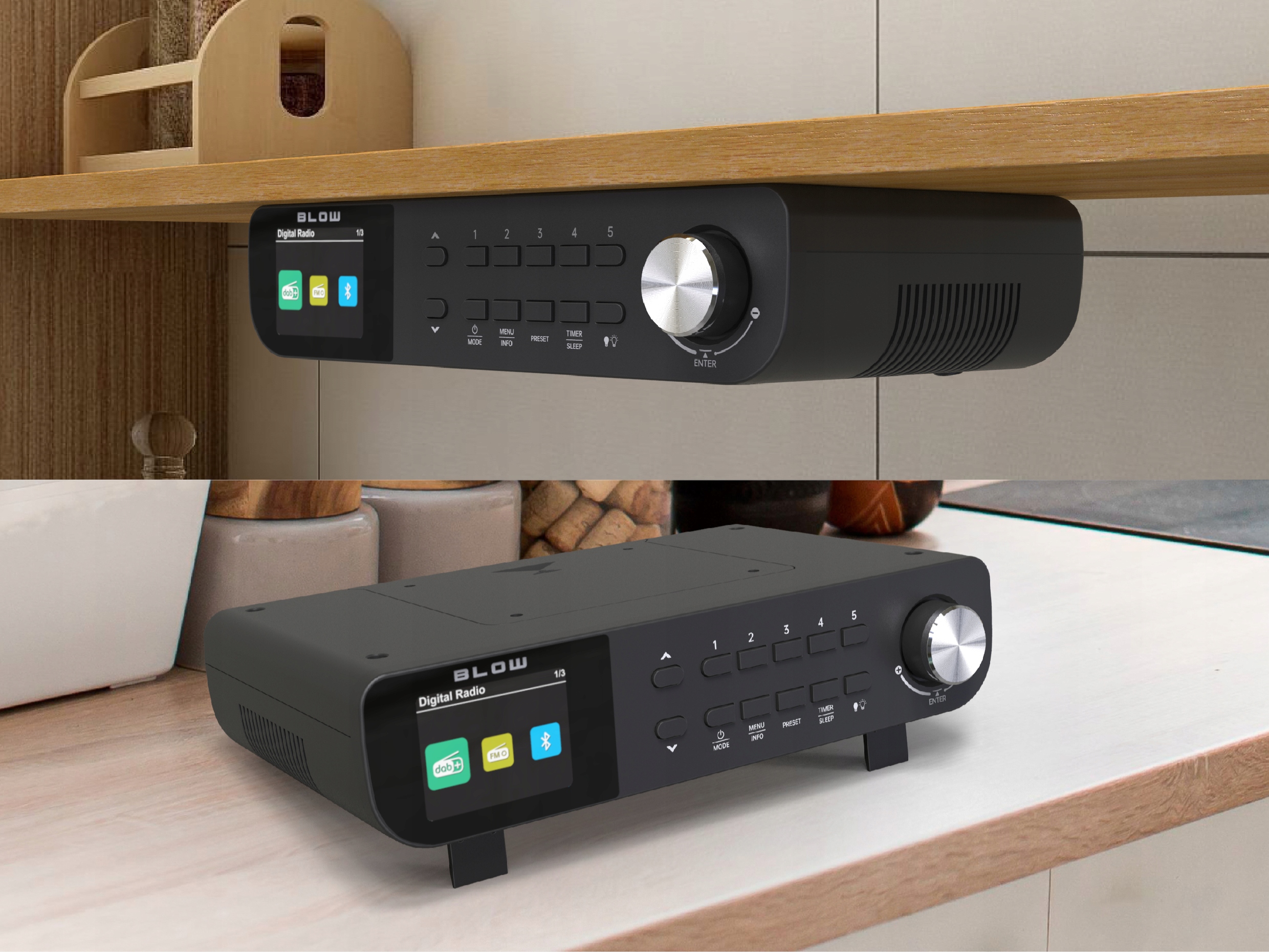 RADIO KUCHENNE PODWIESZANE PODSZAFKOWE FM/DAB+ BLUETOOTH ANTENA LCD LATARKA Marka Blow