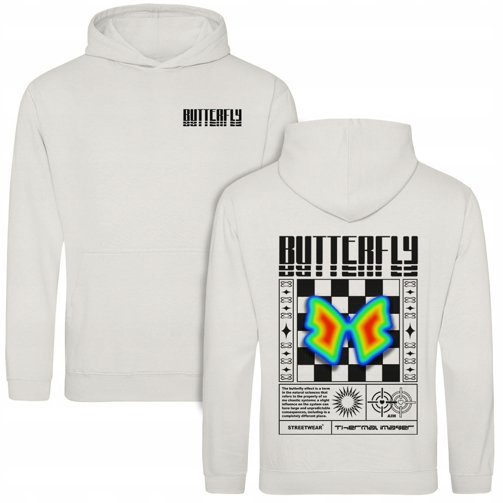 Mikina Vanilla Milkshake Butterfly Potisk Přední část Zadní Pro Mládež vzory Vel M