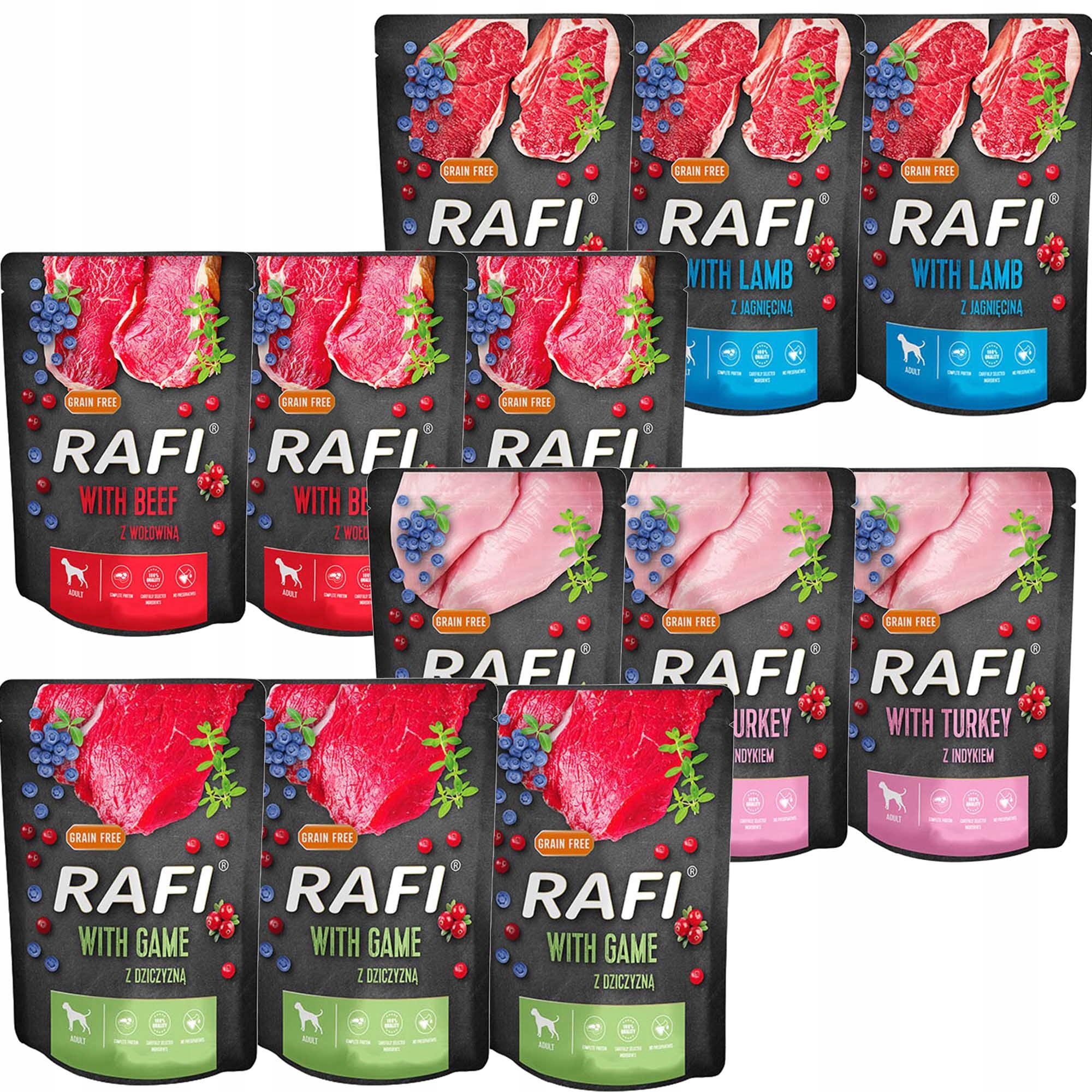 Levně Dolina Noteci Rafi krmivo pro psy Mix chutí 300 g x 12 kusů