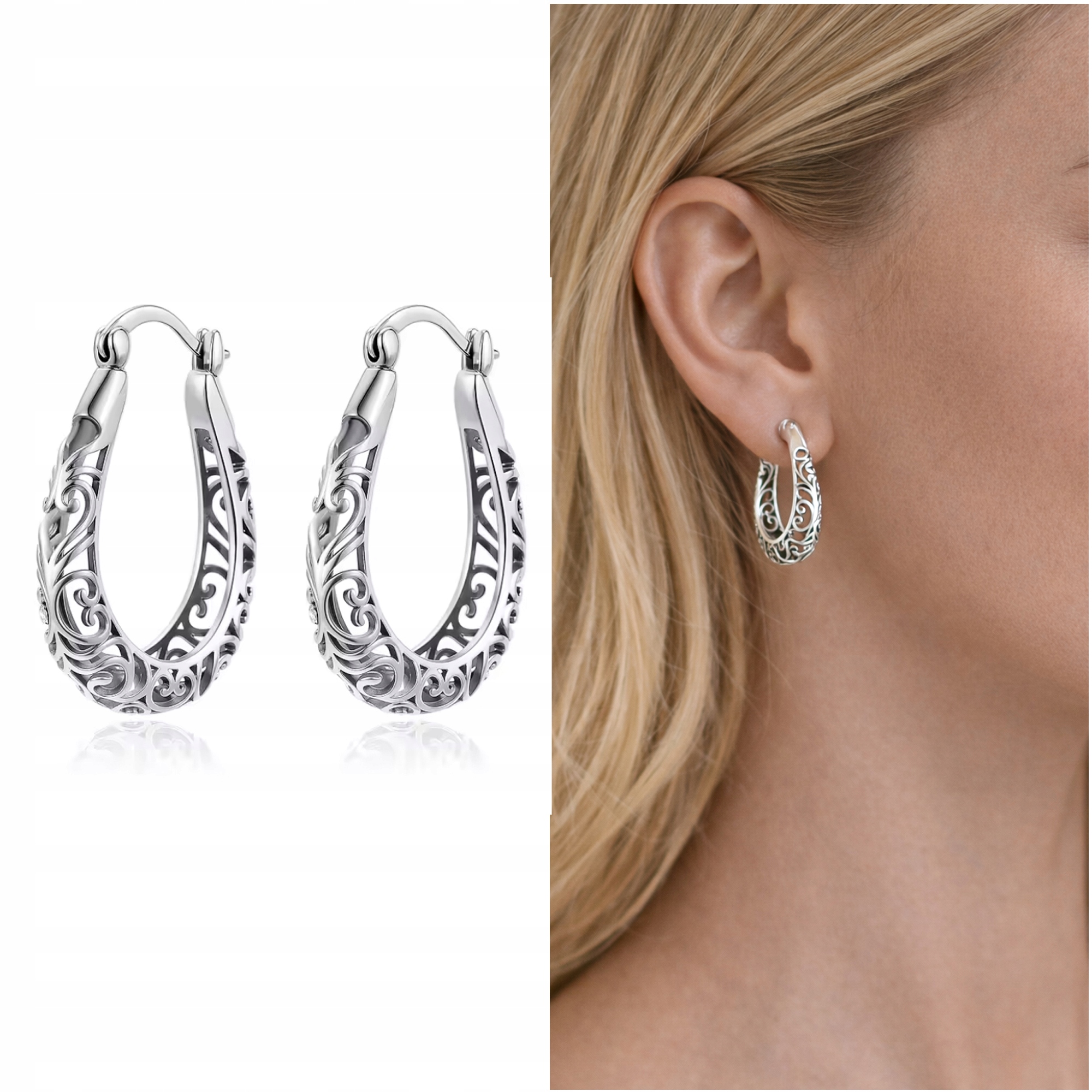 Stříbrné 925 Náušnice Kola s ažurovým vzorem jako Dárek pro ženu Gravírování