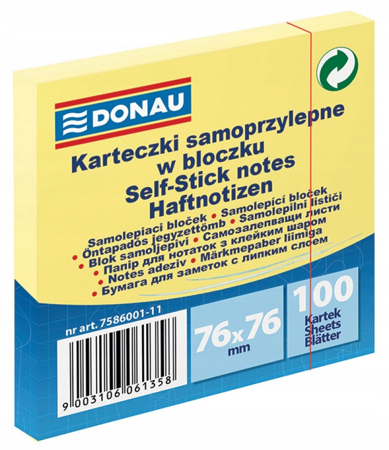 

Bloczek samoprzylepny jasnożółty karteczki notes