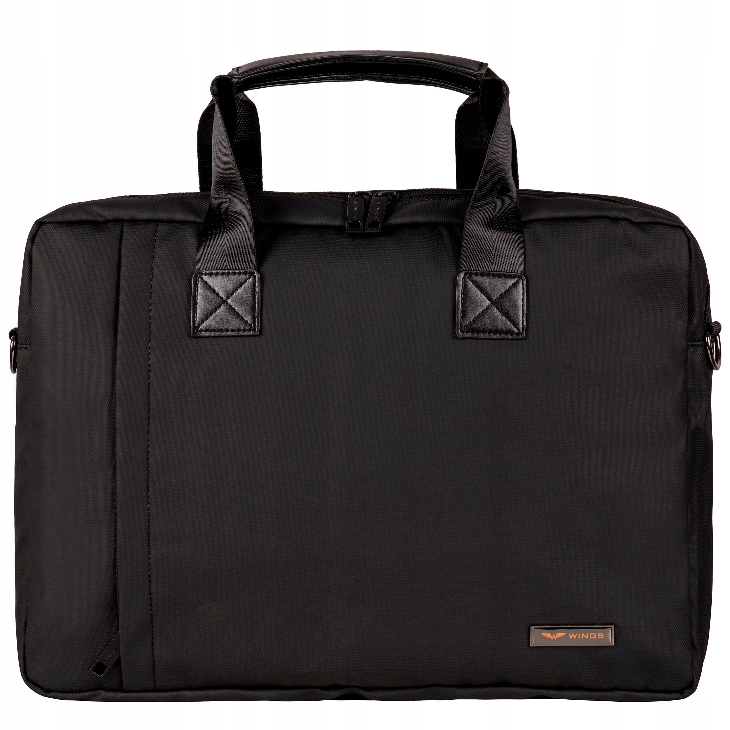 Torba na laptopa 15,6" Biznesowa Wings czarna Wodoodporna Lekka na ramię