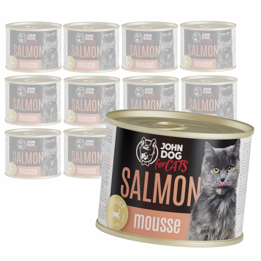 John Dog for Cats Pěna s lososem 12x200 g Bezobilné Mokré Krmivo Pro Kočky