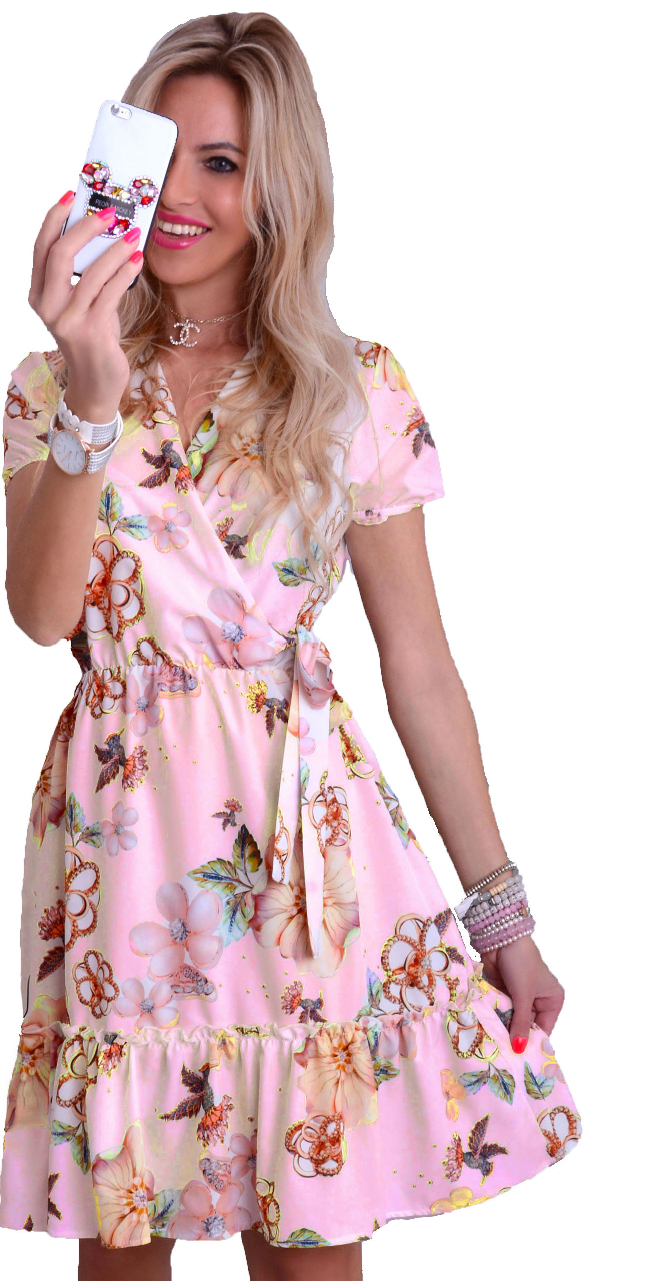 JEDYNA TAKA SUKIENKA W KWIATY TRAPEZ WESELE 252 Marka ADDAMS