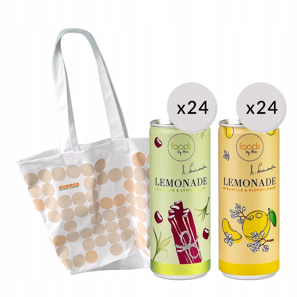 Letni Zestaw Lemoniada Mirabelka Rabarbar Torba Foods By Ann 48x 250 ML