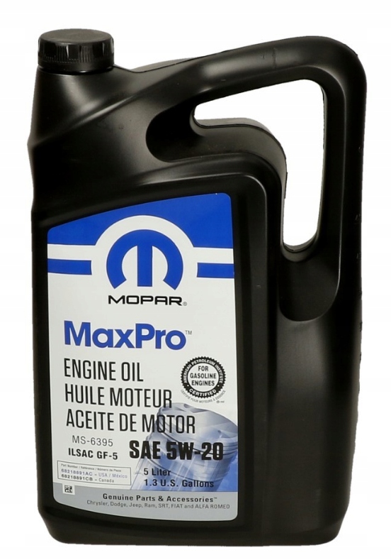 Mopar Olej Sae 5W-20 Originálny Oem Chrysler Jeep Dodge Ram 5L