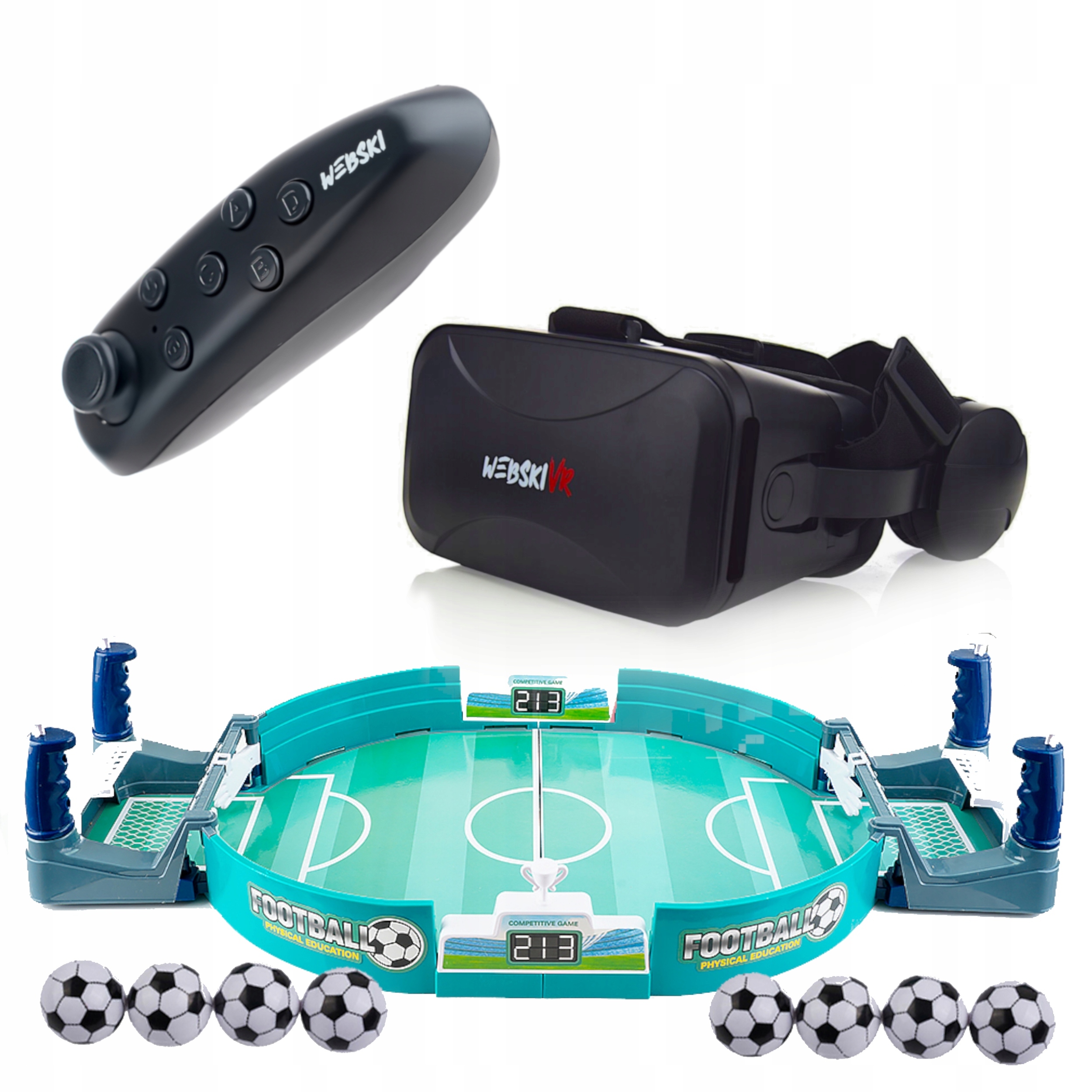 Darček Na Vianoce Okuliare Vr 3D 360 Stupňov Gamepad Stolný Futbal