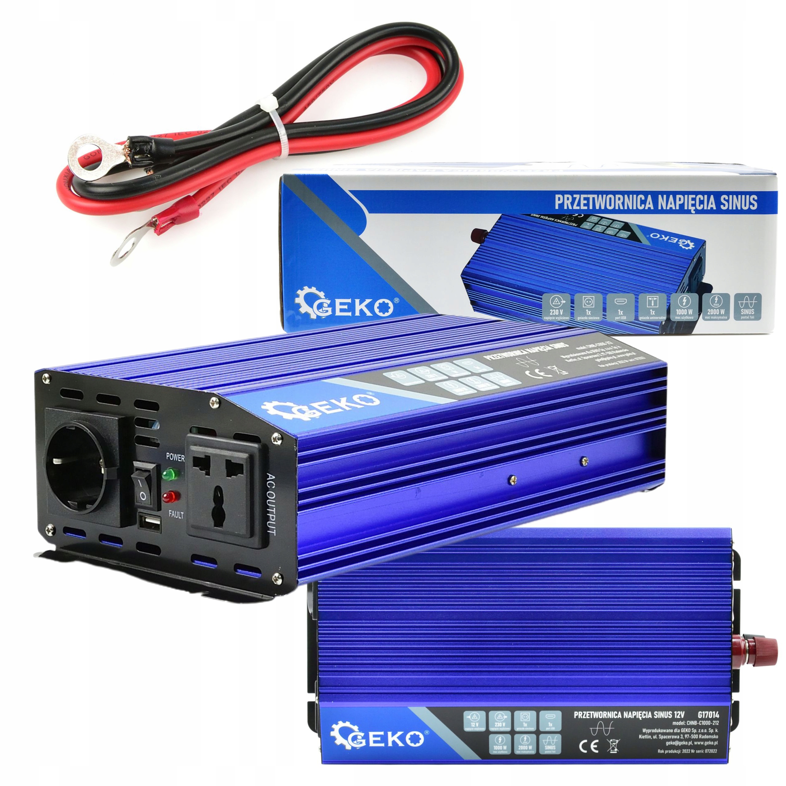 Automobilový Menič Napätia pre auto čistý Sinus 12V/230V 1000/2000W