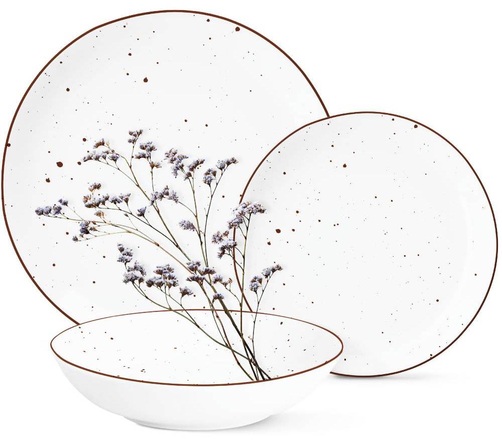 Komplet Porcelánová Sada Talířů Jídelní Servis Talíře 18 ks Vzor Gemmo