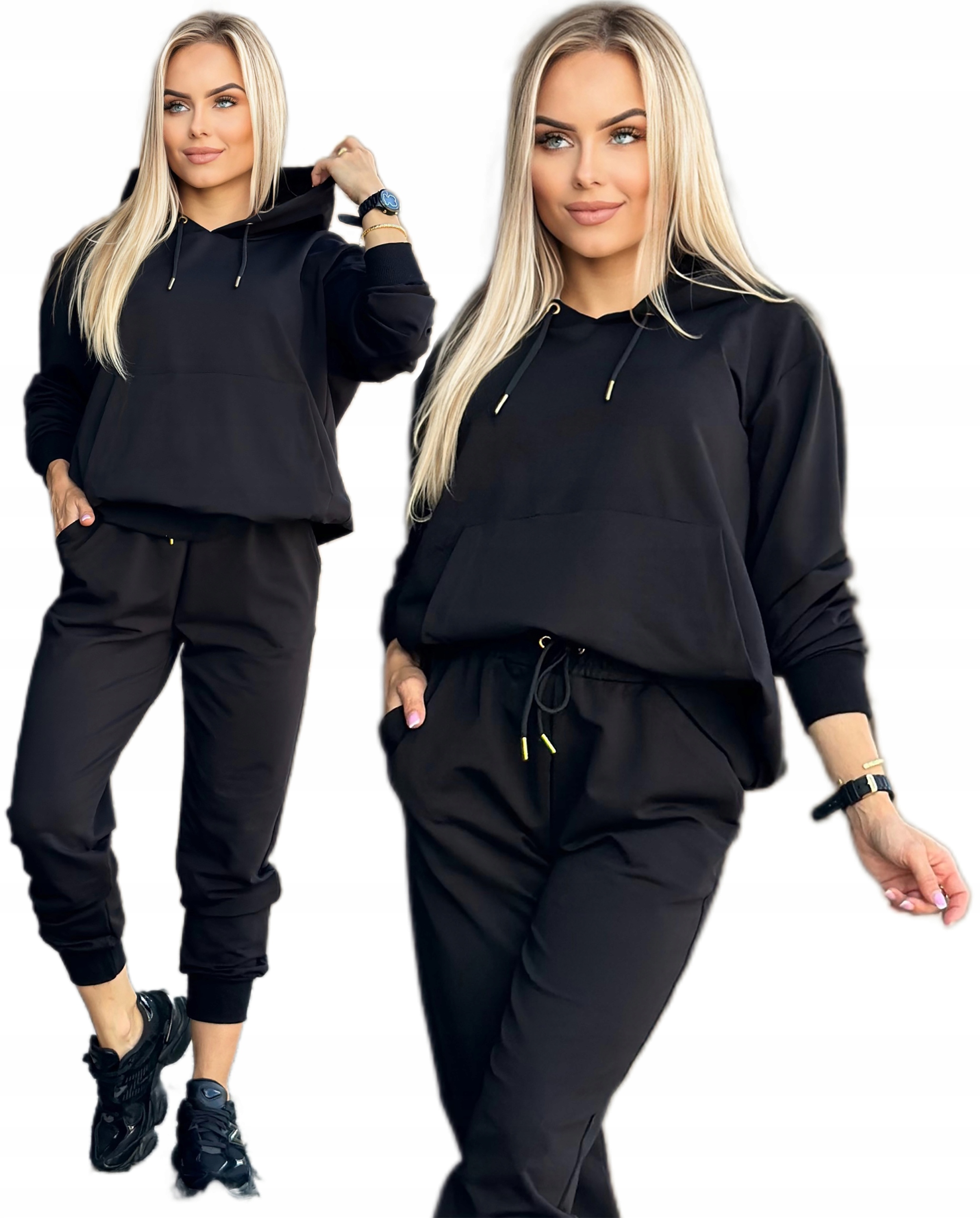 Teplákovka dámský pohodlný Tepláková Souprava mikina s klokaní kapsou kalhoty L XL Katerina