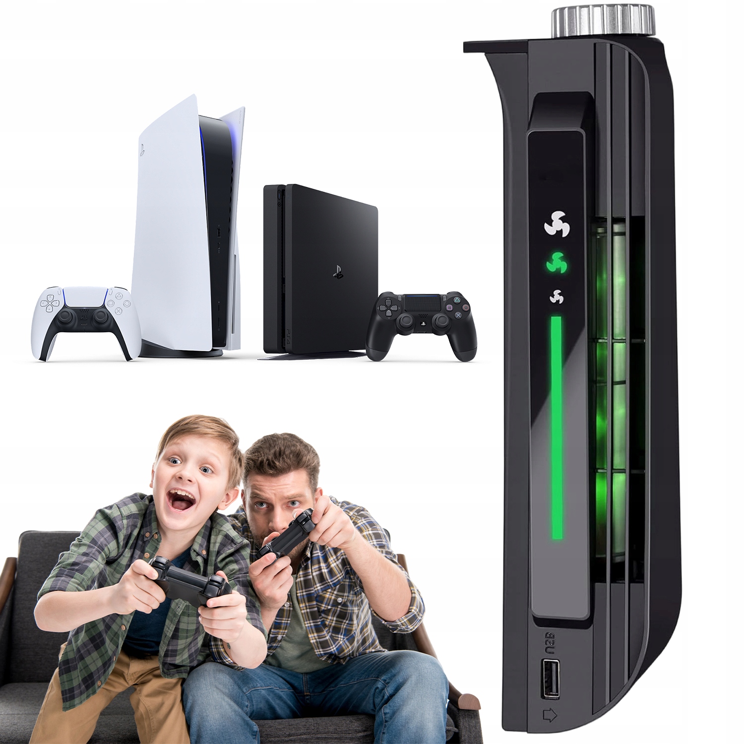 Wentylator PS5 Zewnetrzny Akcesorium Trzy Stopnie Chlodzenia Led Usb