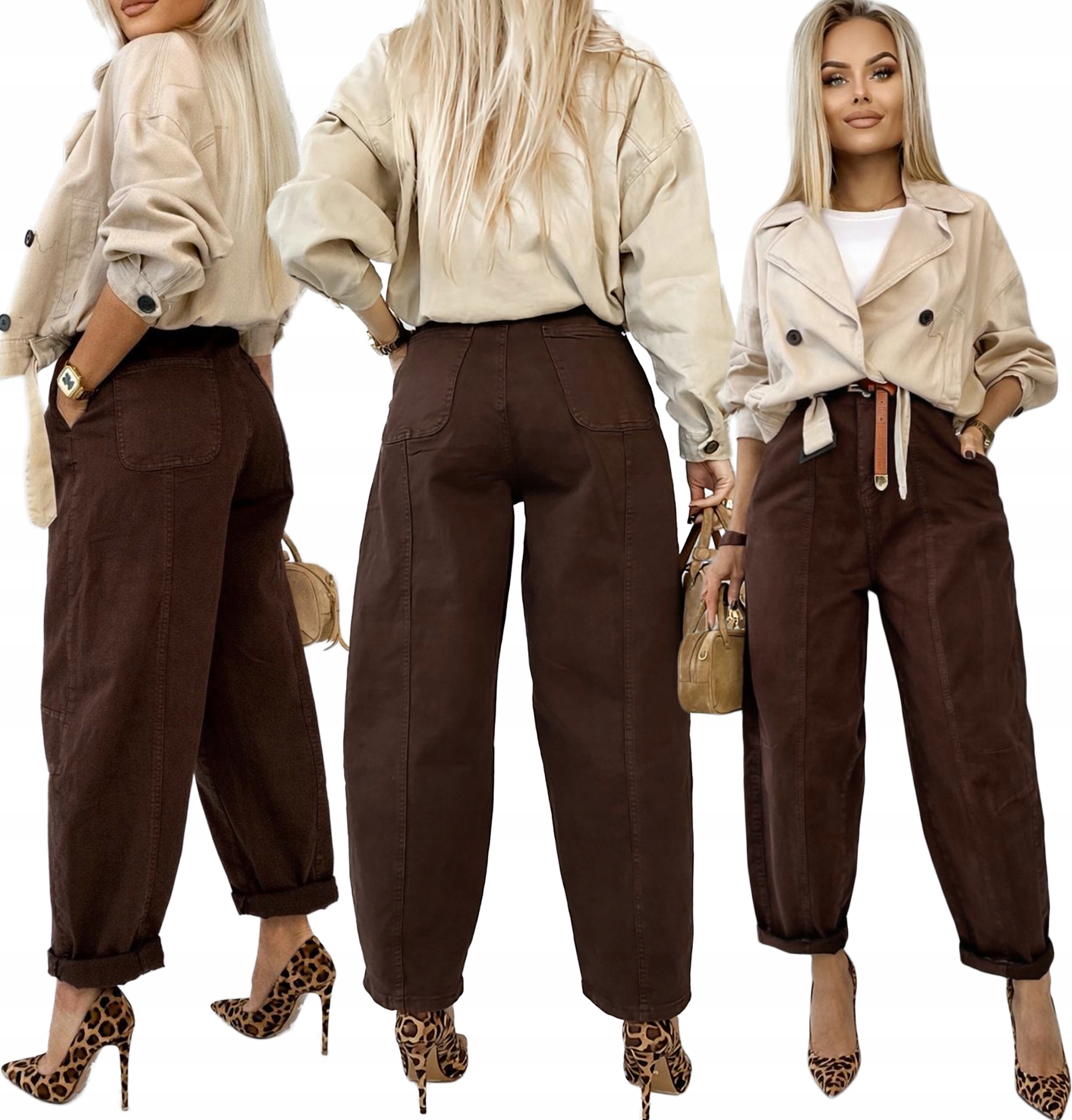 Čokoládové džínové dámské kalhoty Balloon Jeans s vysokým pasem Kira