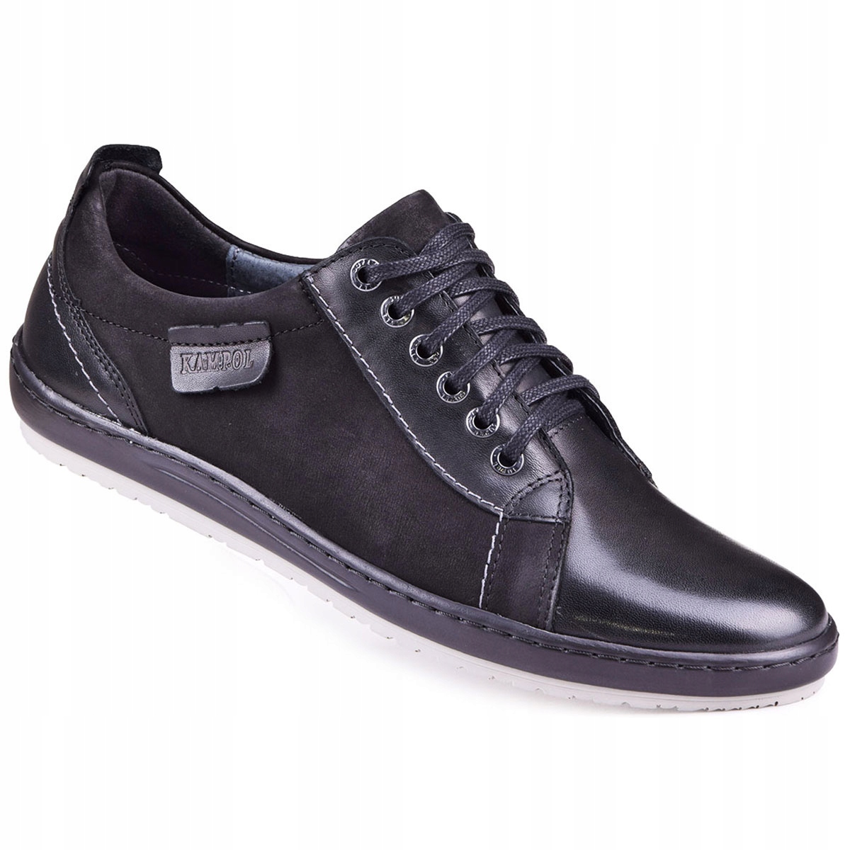 

Buty męskie skórzane trampki casual czarne 41