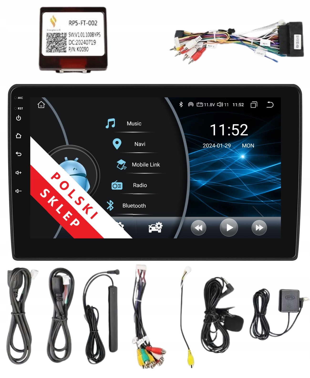 Rádio 2DIN Android pro Fiat 500 500C 500S 500E 500 Hybrid 2 Gb Lte Dsp CarPlay