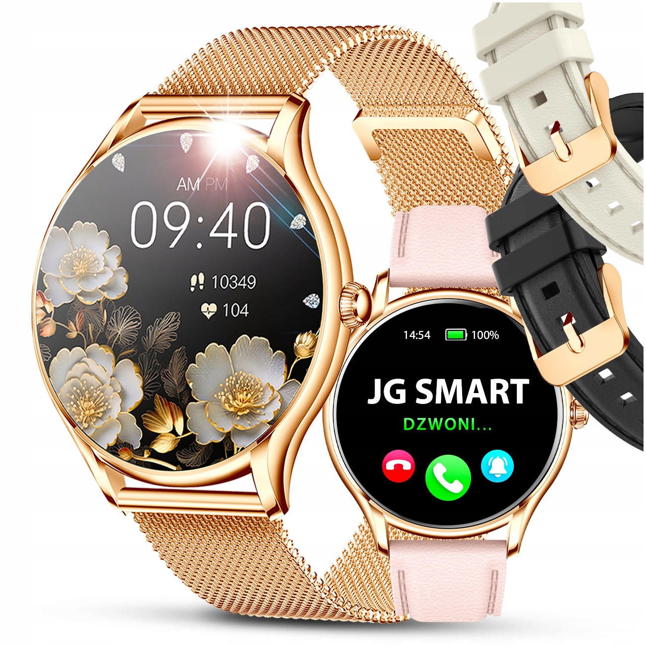 SMARTWATCH DAMSKI ZEGAREK PL MENU POWIADOMIENIA ROZMOWY SMART WATCH 4 PASKI