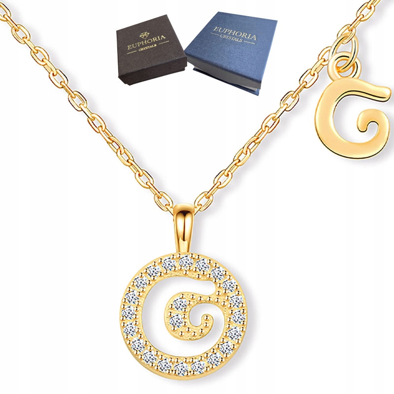 Náhrdelník Zlatý Stříbro 925 Dárek Dámský přívěsek se zirkony Písmeno G