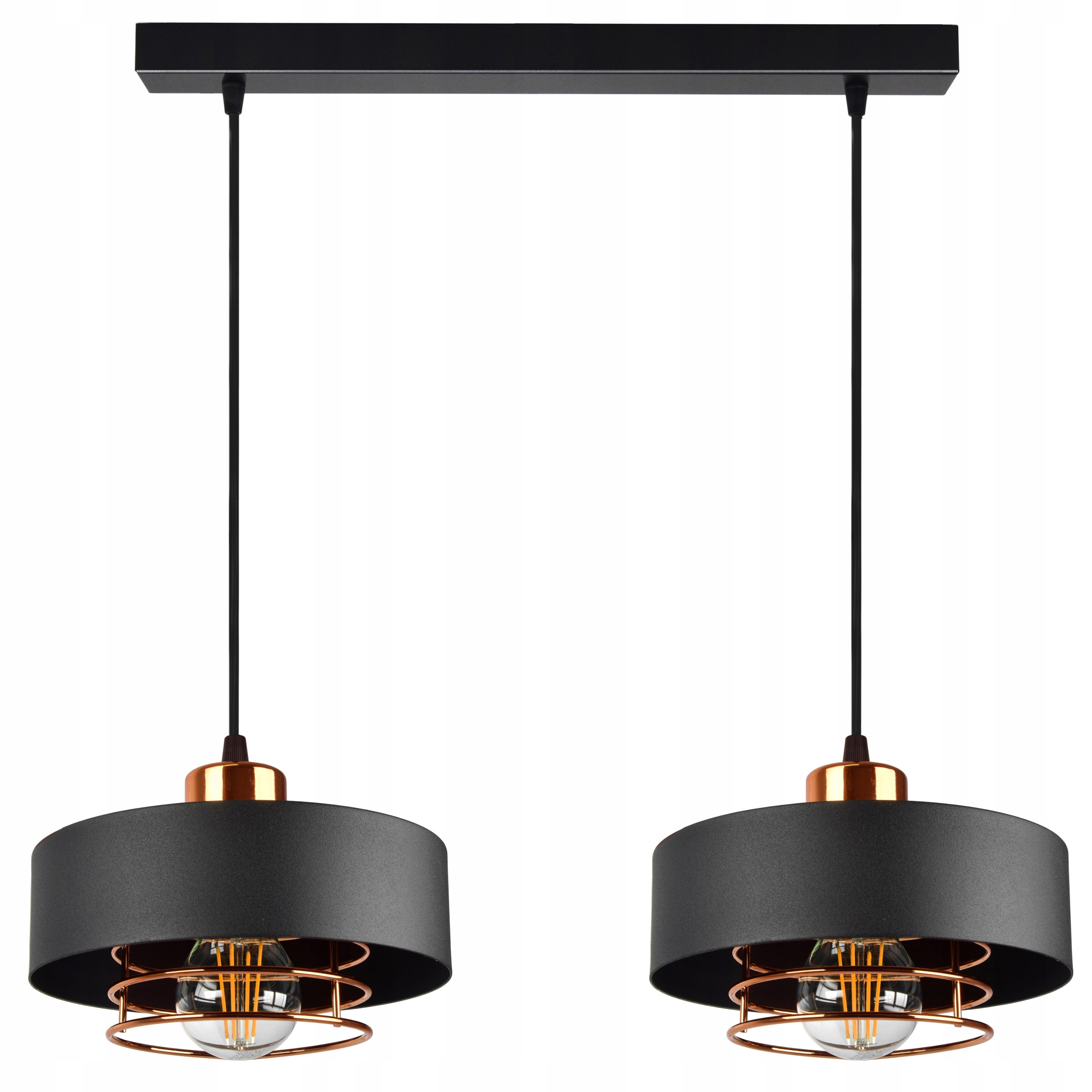 

Lampa Wisząca Sufitowa Żyrandol Czarna z Miedzią