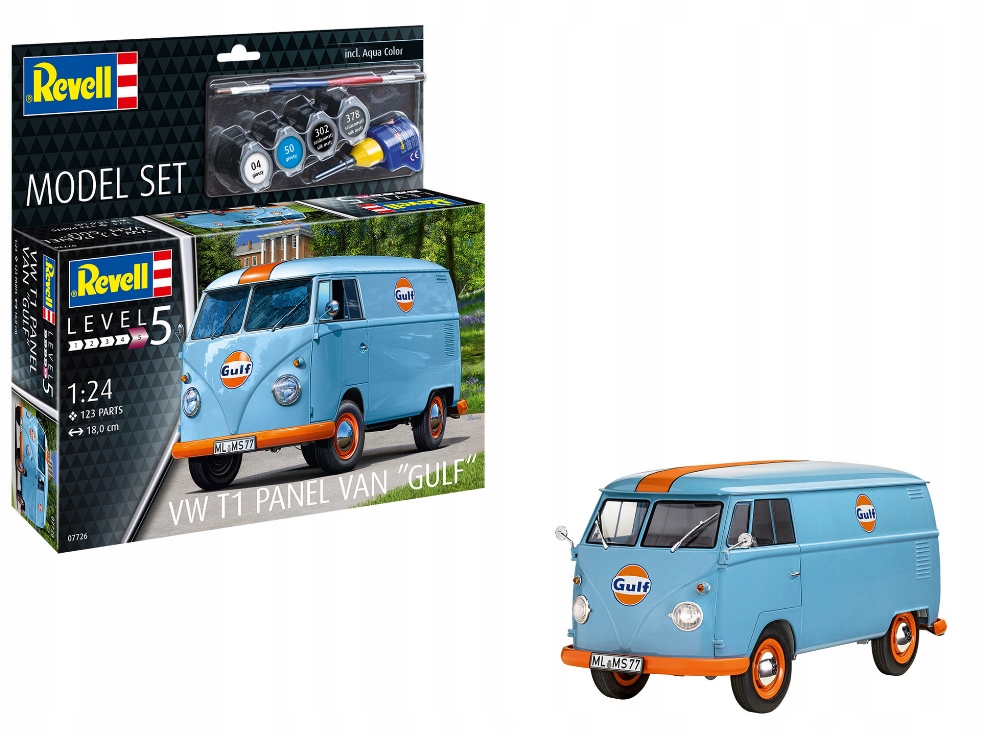 Model ke slepení Revell Vw T1 Panel Van Gulf Decoration barvy lepidlo