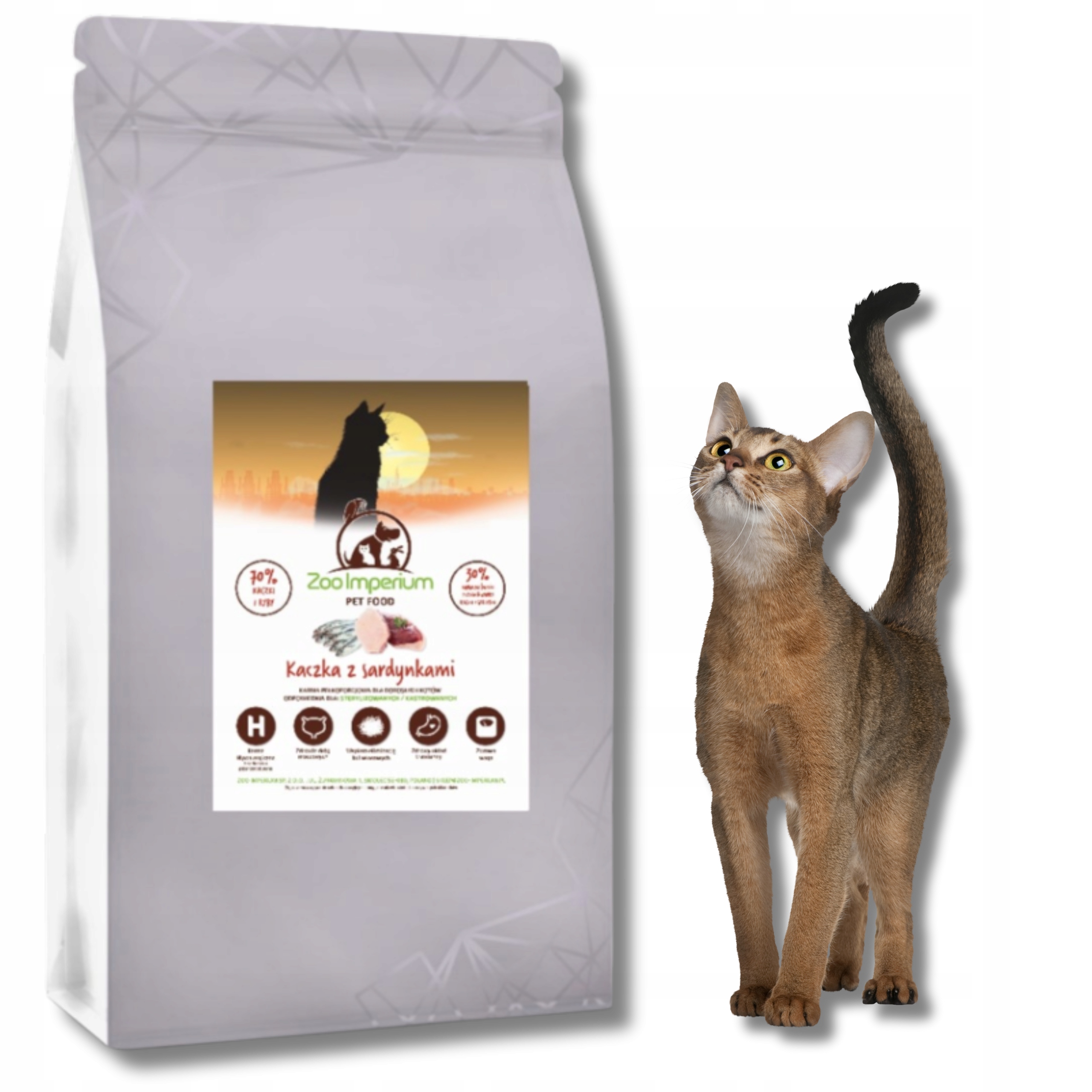 Levně Suché Krmivo bez obilovin pro kastrované kočky, kachna se sardinkami, 5 kg