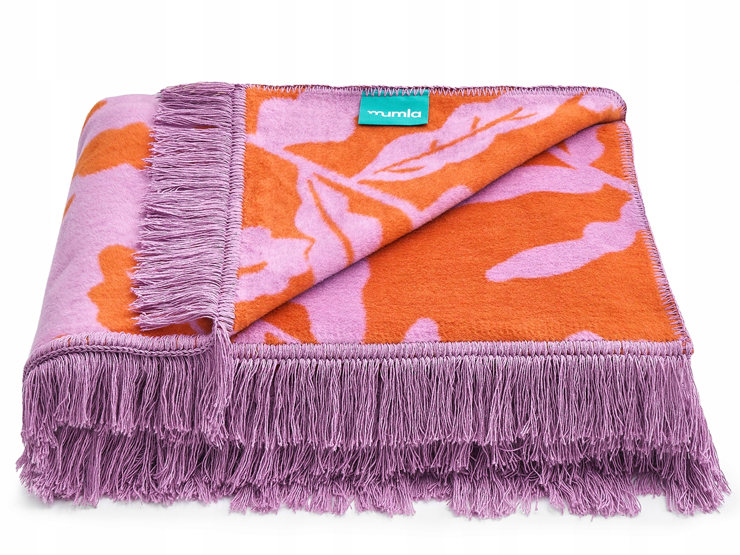 Koc Oranžové kvety 150 x 200 cm bavlnený Mumla