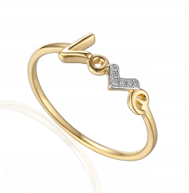 

Złoty Pierścionek Napis "love" Diamenty