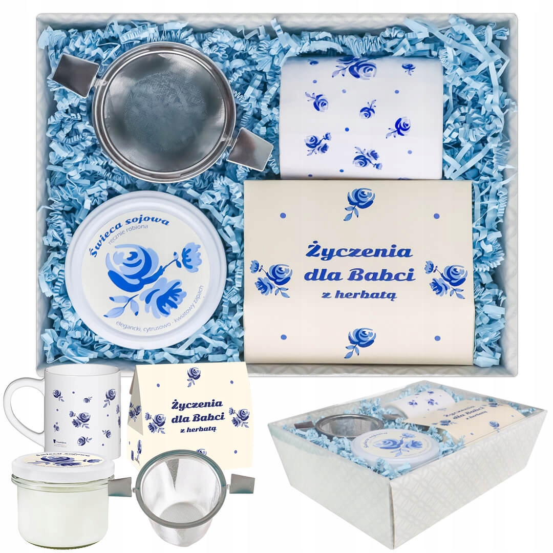 Levně Dárek Ke Dni Babiček Dárková Sada Čajů Premium Svíčka Hrnek