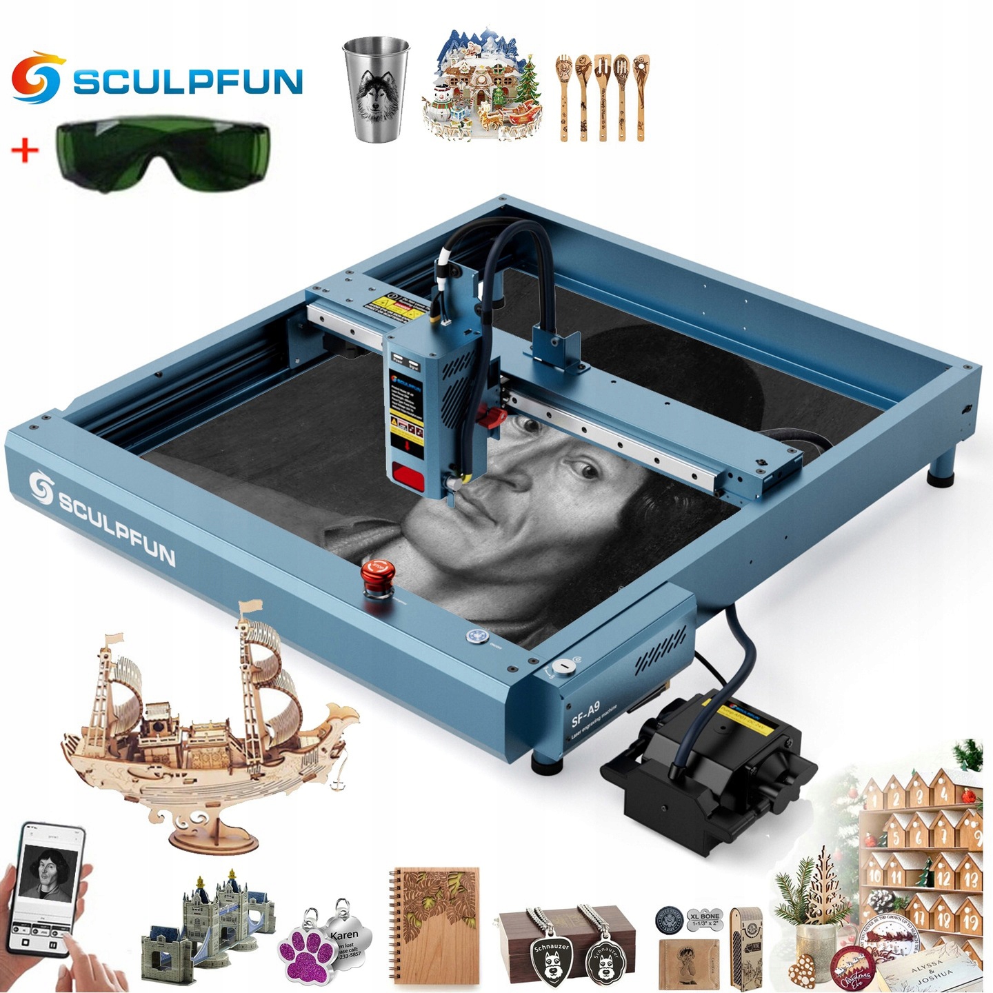 Grawer wycinarka laserowa nowa Sculpfun SF-A9 20W-24W 400*400mm