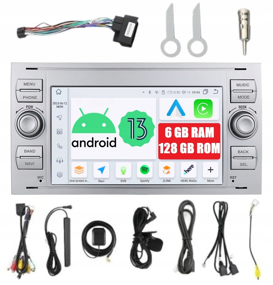 Rádio Android Ford Connect Focus 2 C-max S-max Galaxy Kuga Mondeo 4 Carplay