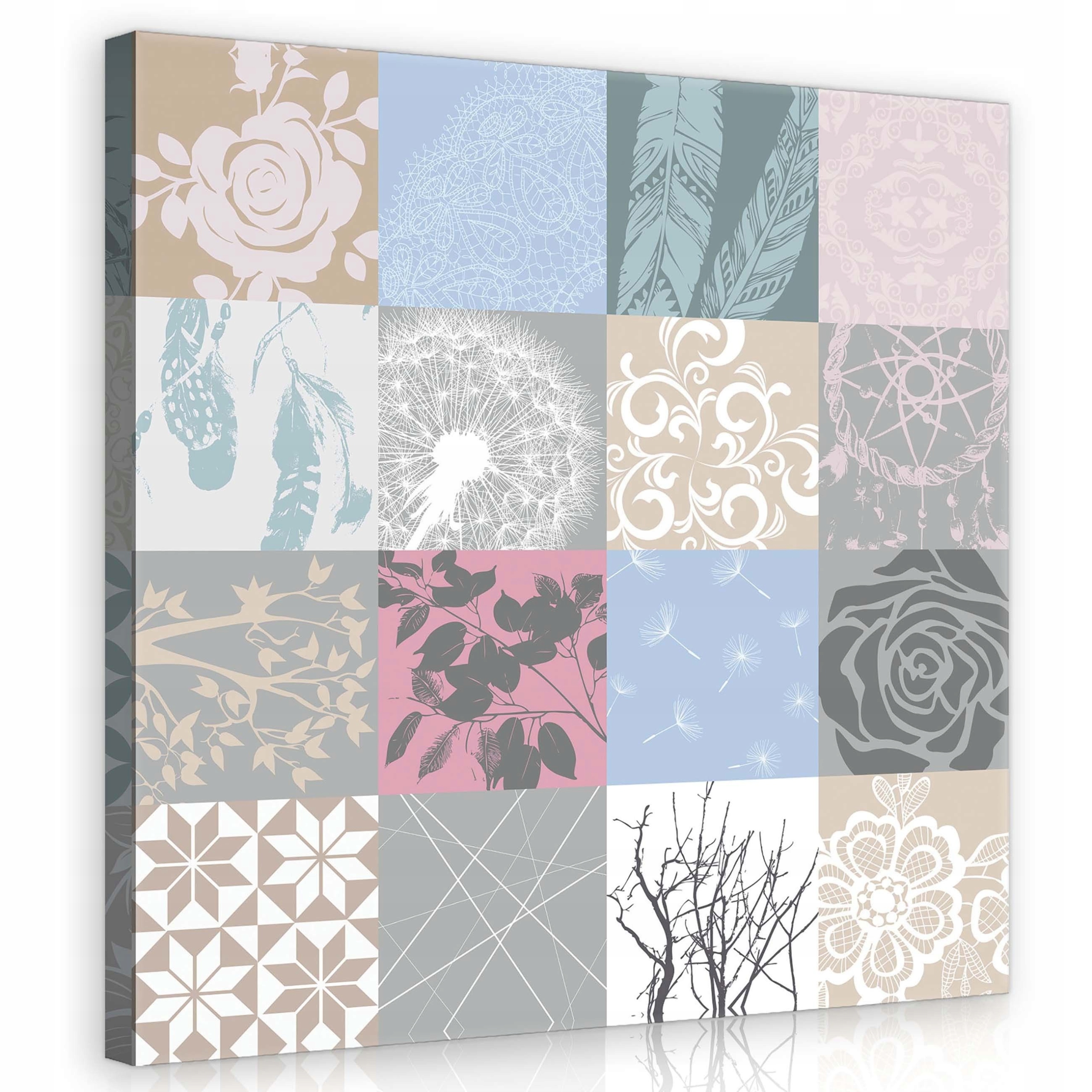 Obraz 80x80 Pastelové barvy koláž flóra motivy příroda vzory umění