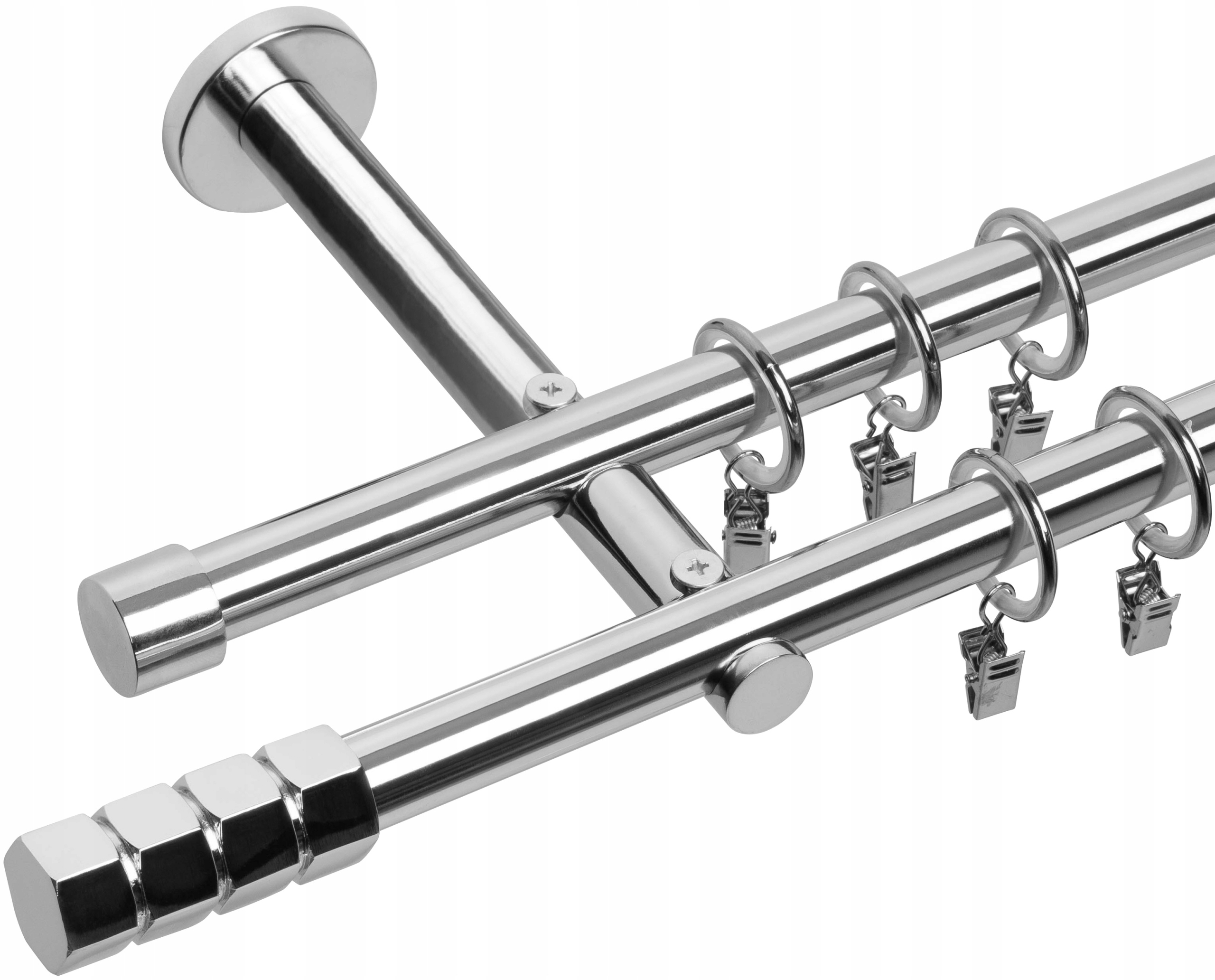 

Karnisz Podwójny Chrom Połysk 19 mm 160 cm