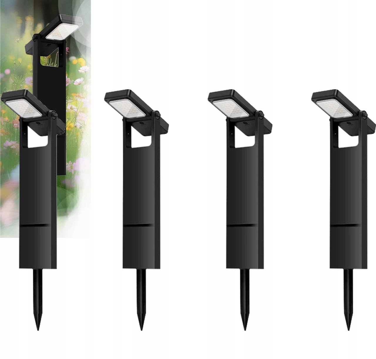 4 x Stojací zahradní sloupková lampa 70 cm venkovní 3500K Led teplá bílá