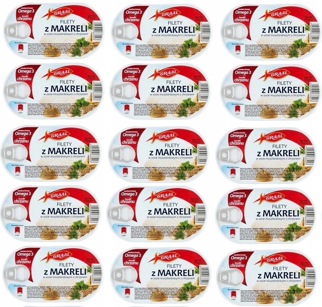Levně 15 x 170 g Graal Filety z makrely v hořčicové omáčce s křenem Karton