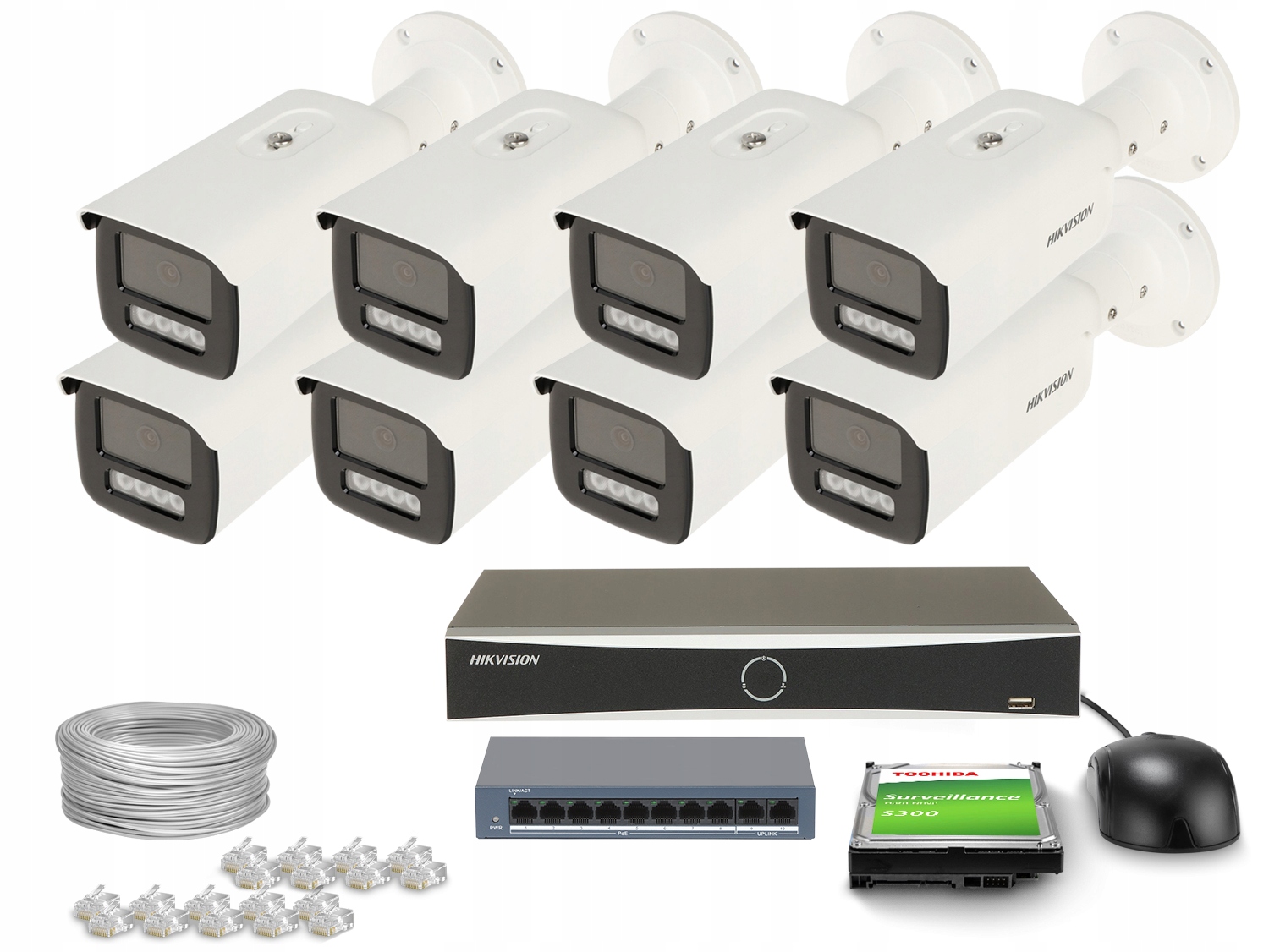 Sada na monitorovanie 8x DS-2CD2T43G2-2LI DS-7608NXI-K1(D) 4Mpx Ir 60 m
