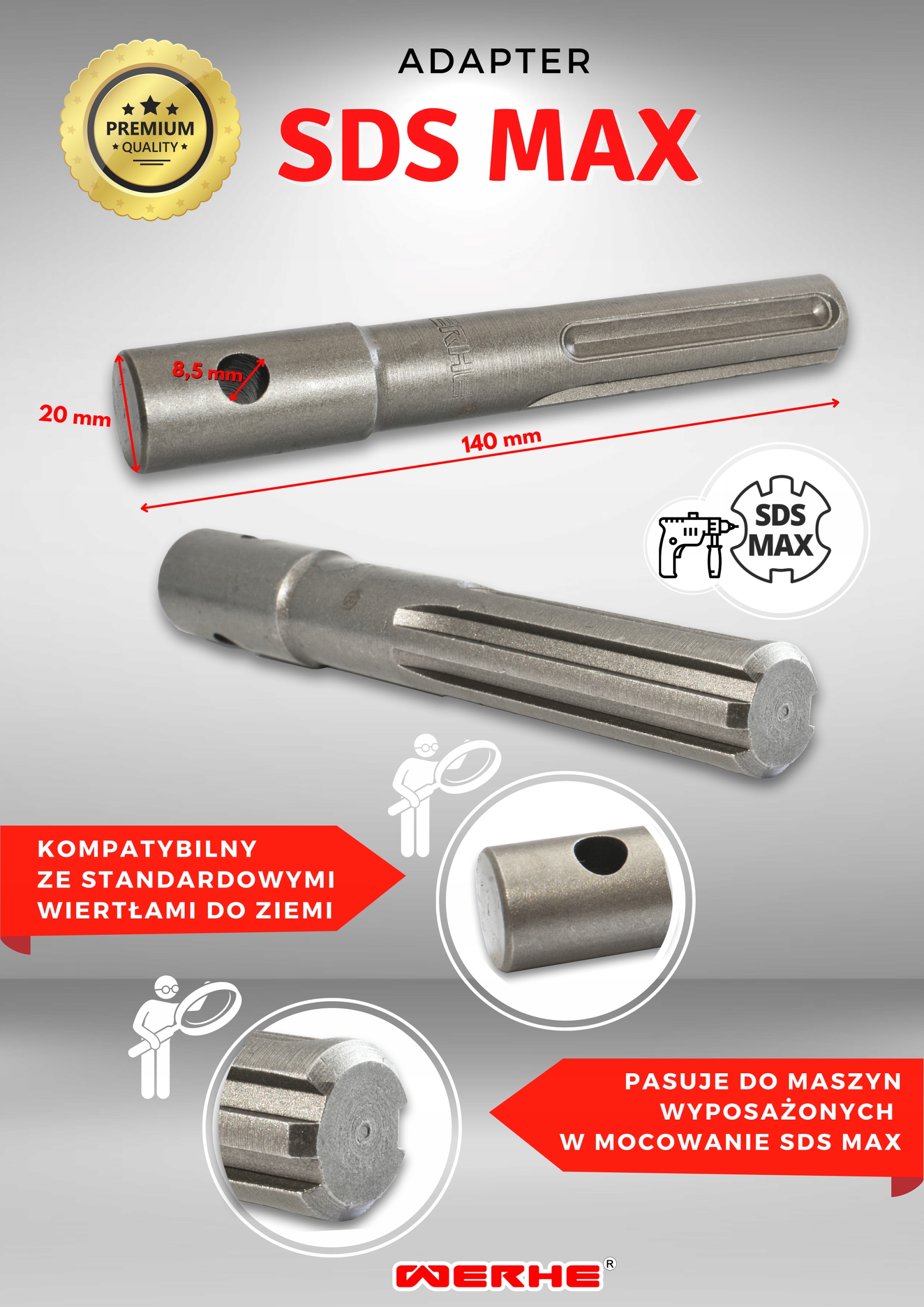 Świder Wiertło do Gleby 40 mm Adapter Sds Max Kod producenta 7426927619652