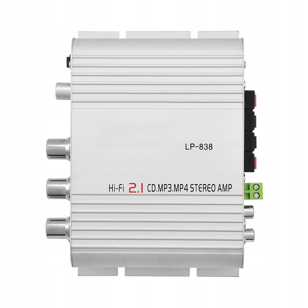 MINI HIFI 2.1 AMPLITUNER WZMACNIACZ MOCY STEREO Kolor srebrny