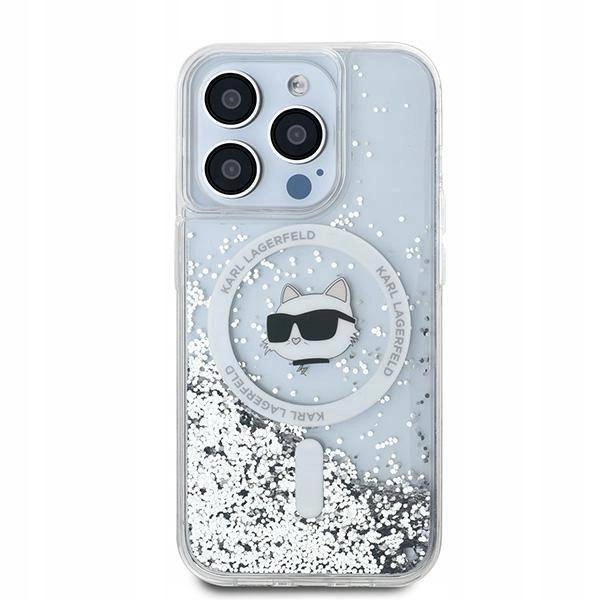 Pouzdro Karl Lagerfeld Glitter Magsafe pro iPhone 14 Pro Max Bezbarvé