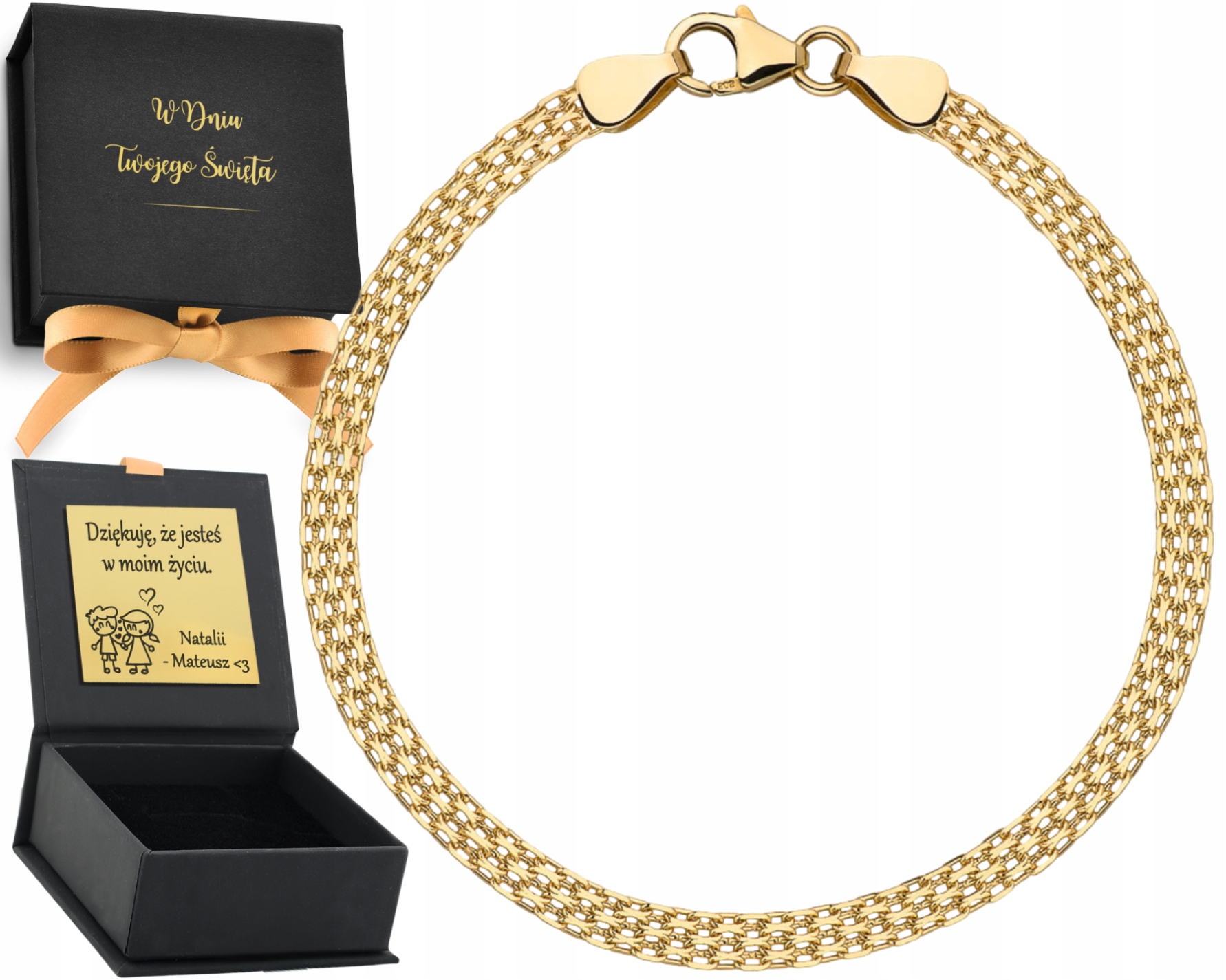Zlatý náramek Bismarck 5 Mm Dárek S Gravírováním Certifikát 19 Cm