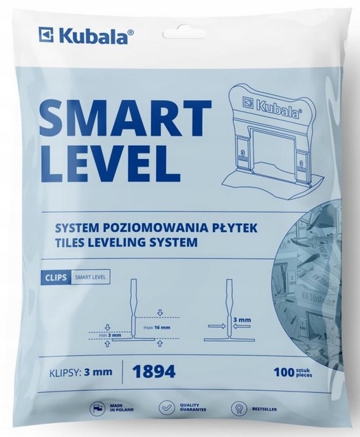 Kubala Smart Level Klipsy Zaciski Do Poziomowania Płytek 1820 3MM 500SZT