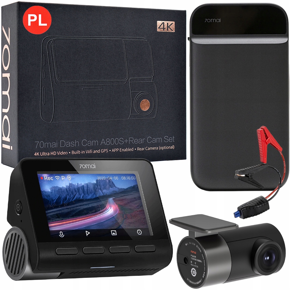 70mai A800S 4K + обратный RC06 + JUMP STARTER 600A