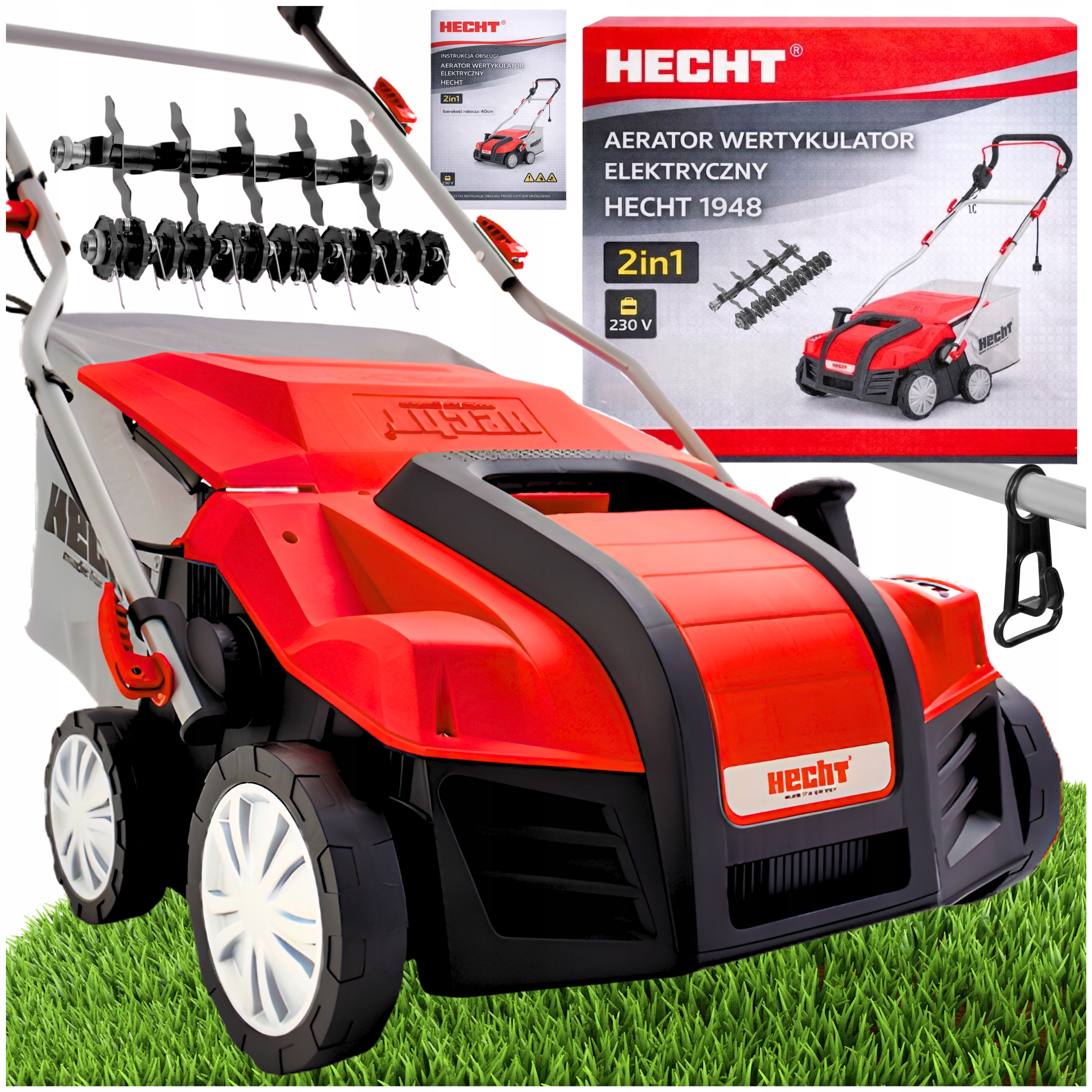 Elektriskais zāliena aerators-skarifikators Hecht 1948 2in1 2000W divi veltņi