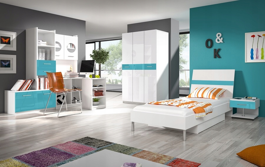 Biały Połysk Meble Młodzieżowe Raj 1 / 7 kolorów Kolor frontów biały